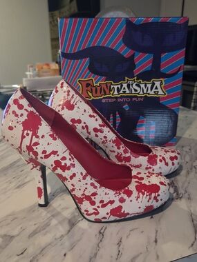 Funtasma White Pumps with Red Splatter